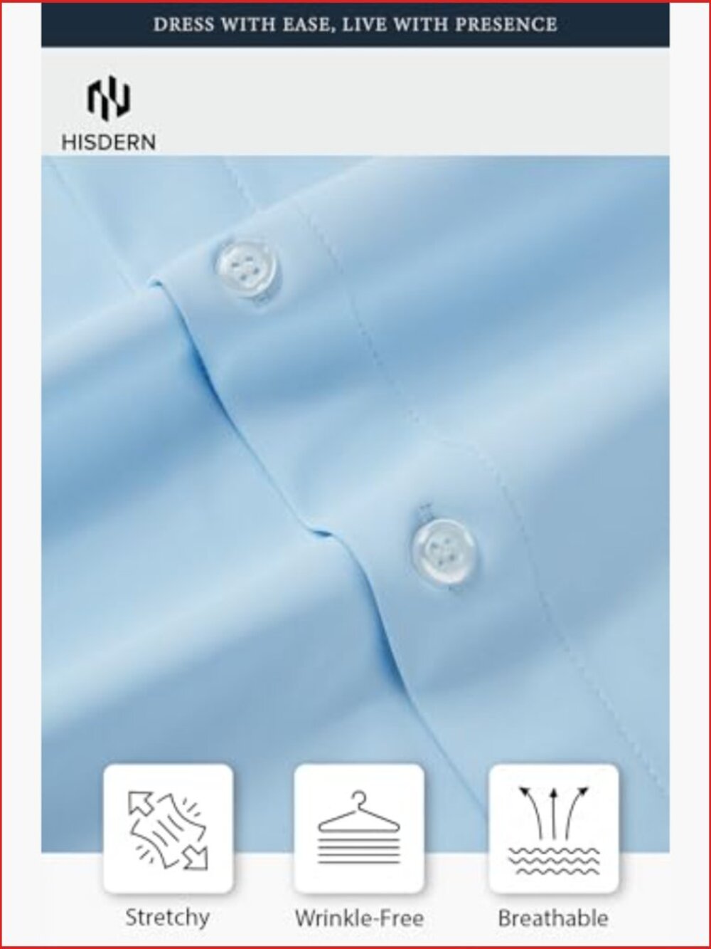 Non Iron Stretch Dress Shirt 4 Way Performance Button Down Long Sleeve Business
